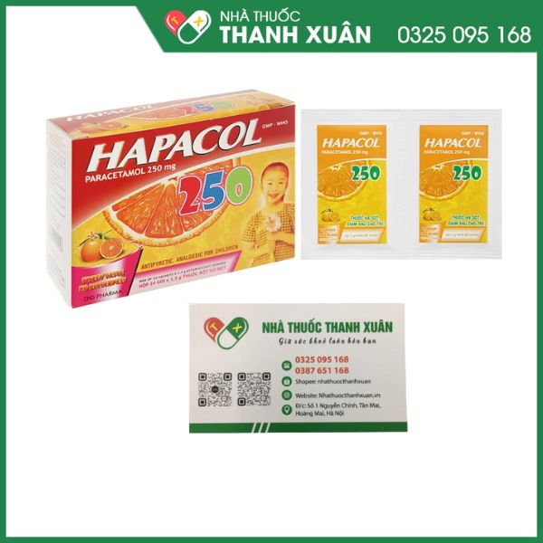 Bột sủi Hapacol 250 giảm đau, hạ sốt (24 gói x 1.5g)